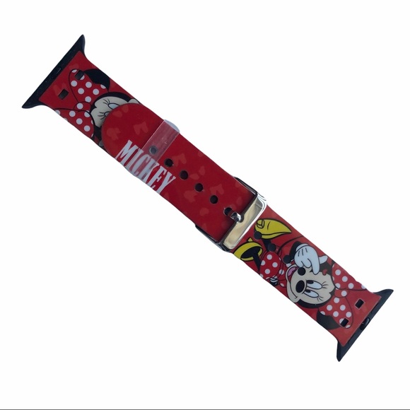 5/$20 NEW Mickey Minnie Mouse Band Apple Watch 42/44/45/49mm M RED Buckle Disney - Picture 2 of 8
